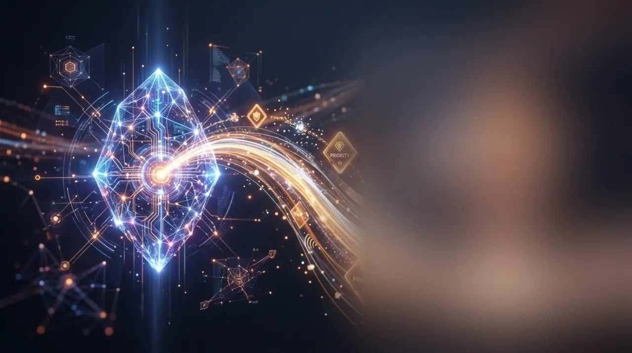 Intelligent AI diamond core with prioritized automated routing pathways