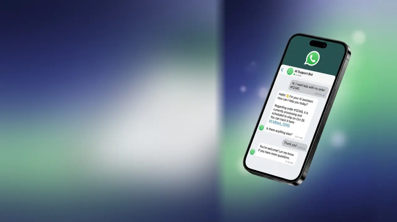 Sleek modern smartphone running automated WhatsApp AI support